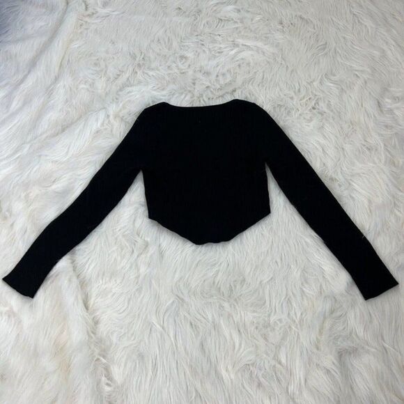 Cotton On Womens Black Rib Knit Corset Long Sleeve Stretch Sweater Top Medium - Picture 4 of 9